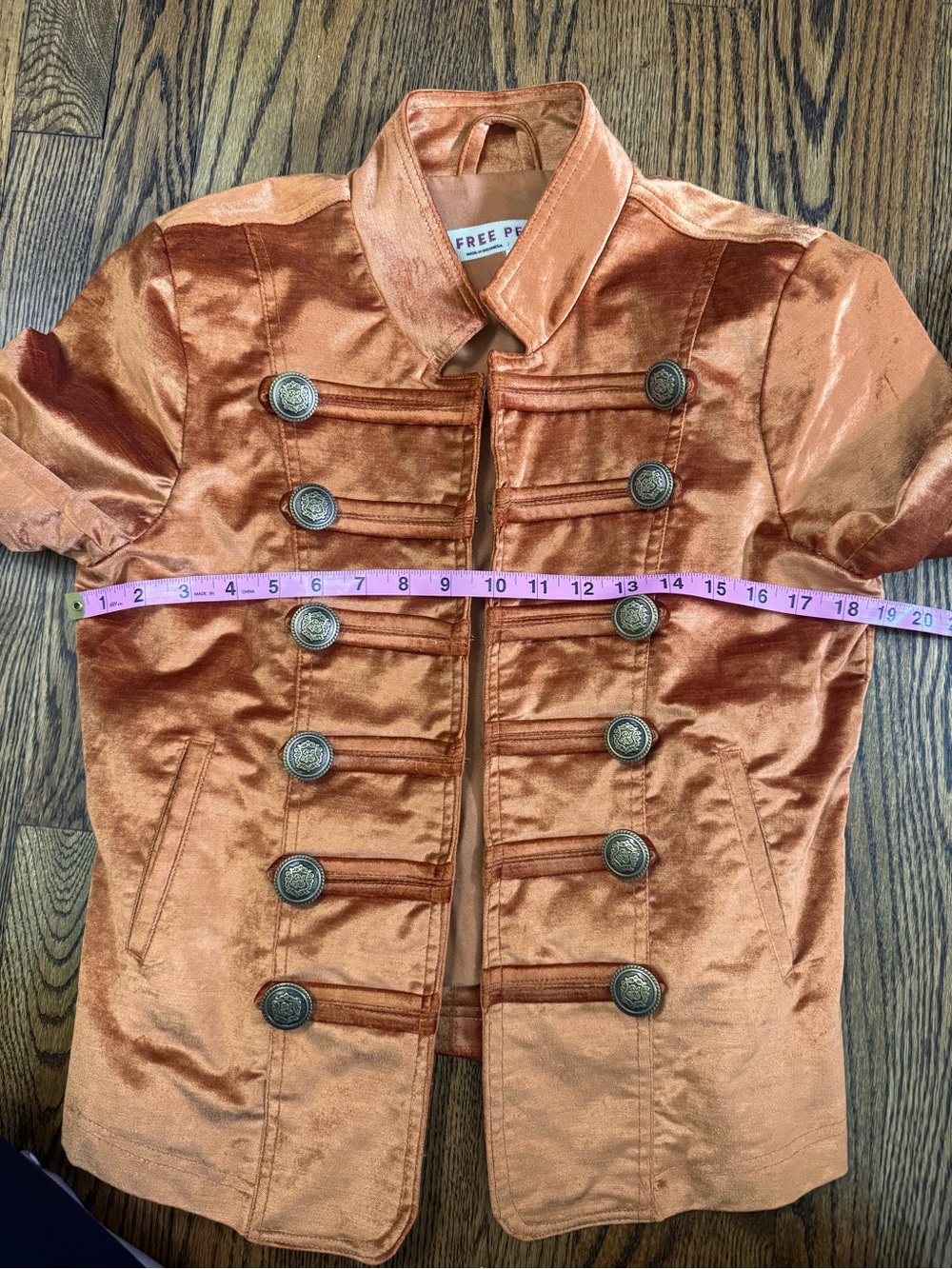 Free People Ruler Military Jacket M Copper Metallic Band Jacket Victorian - Picture 10 of 13
